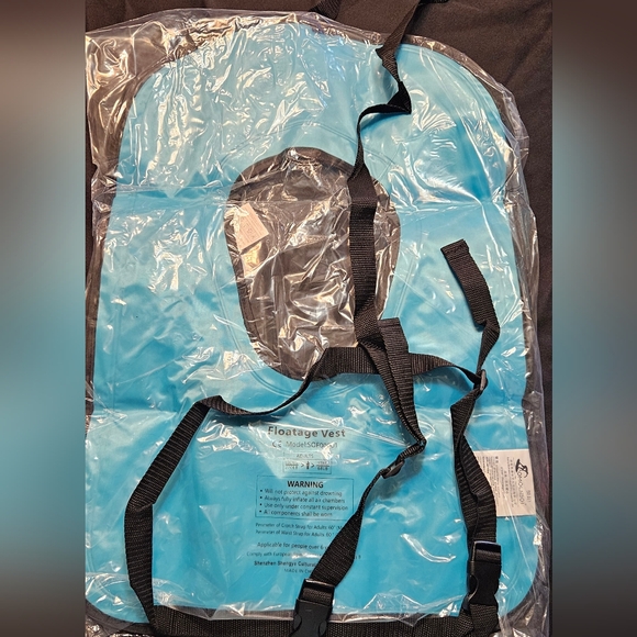 Inflatable Snorkel Vest NEON BLUE / AQUA - Picture 3 of 9